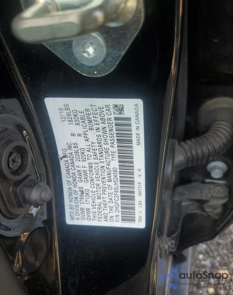 2020 Honda Civic Sport z USA, uszkodzony, nr VIN 2HGFC2F85LH524580